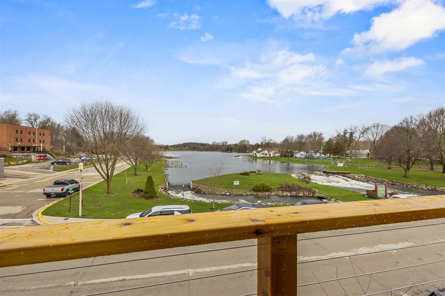 The private balcony overlooking the Mill Pond