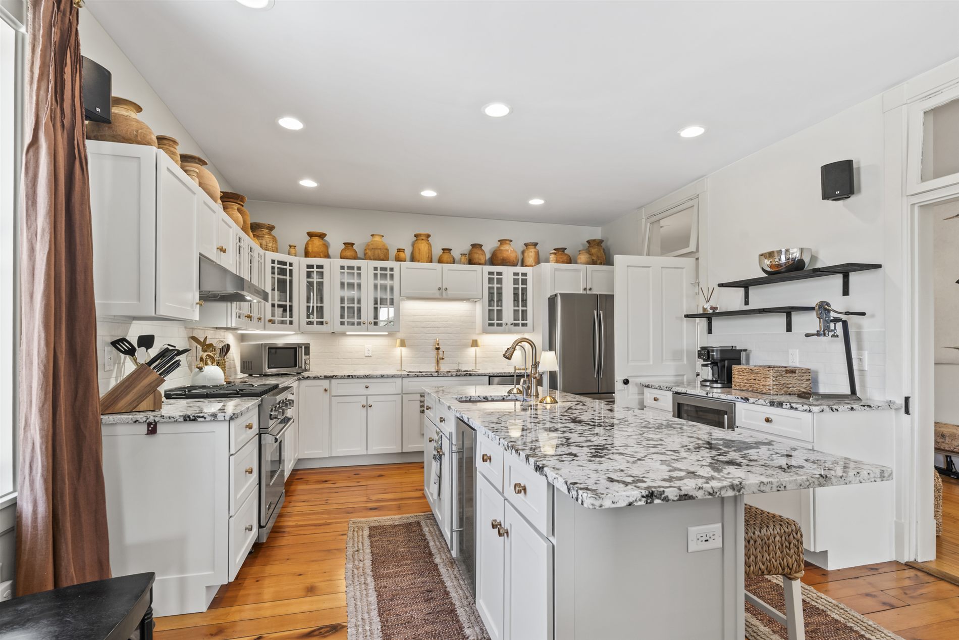 The chef's kitchen, ready for morning coffee or a celebration dinner